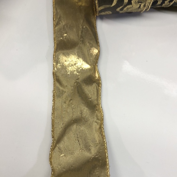 Black & Gold Angels/ Solid Gold Wired Edge Ribbon - Picture 4 of 6